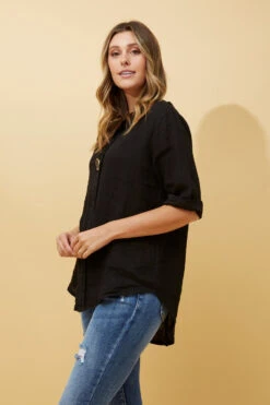 PALERMO BUTTON DETAIL LINEN TOP 32 PALERMO BUTTON DETAIL LINEN TOP -Femme Connection Sales 7e4d43c8c7861ca59275f34d9b769573