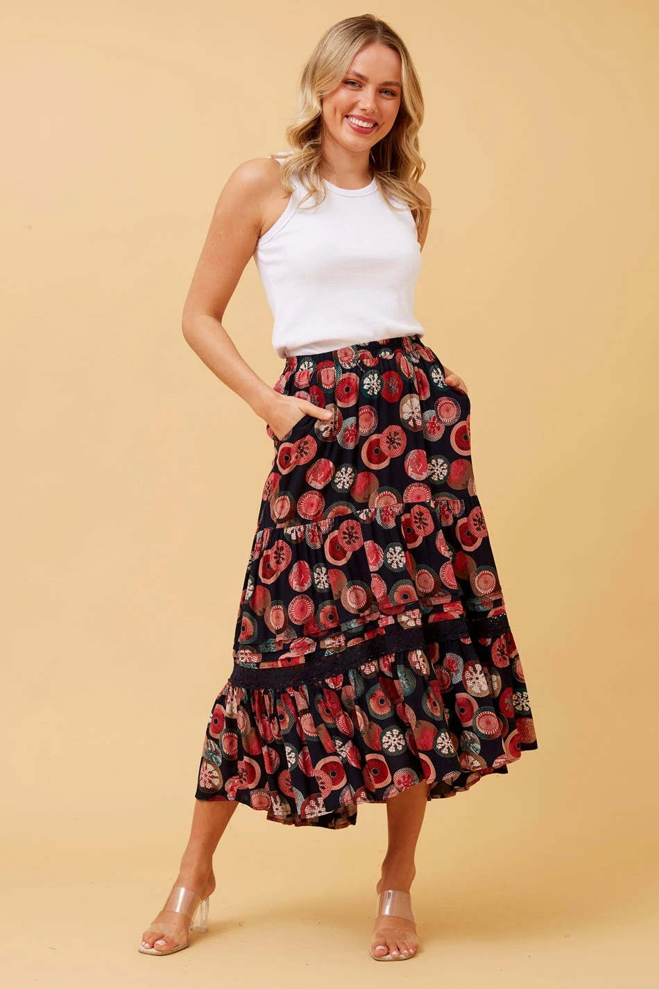 QUINN BOHO TIERED MIDI SKIRT 6 QUINN BOHO TIERED MIDI SKIRT - Image 4