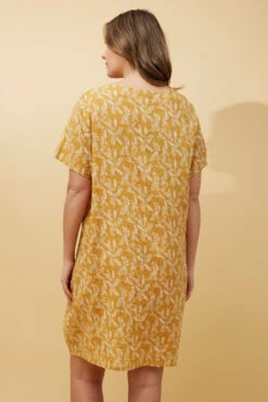 VINE LEAF PRINT SHIFT DRESS -Femme Connection Sales 7eb92403e9b19e2891faadd0d2f4af94