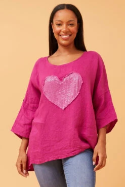 ZONYA SEQUIN PATCH LINEN TOP -Femme Connection Sales 81c46dc7050ae12f6485f22d8a244953