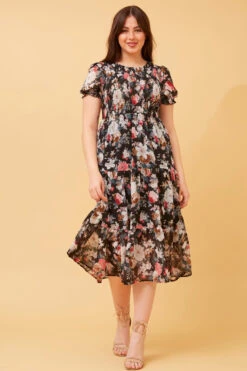 MERRY FLORAL MIDI DRESS