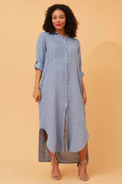 KIMMY BUTTON FRONT LINEN SHIRT DRESS -Femme Connection Sales 82f147877dca2a233a65cb445ed635fa