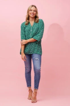 ROSETTA FLORAL SEQUIN DETAIL TOP -Femme Connection Sales 833d067a9b3150f65b48aaeff284271d