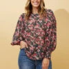 CLASSIC FLORAL BALLOON SLEEVE BLOUSE -Femme Connection Sales 83d1f819d9b2b191617abc564a2fc3e7