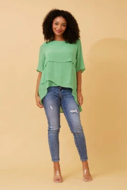 DOUBLE LAYERED ASYMMETRICAL HEM TOP -Femme Connection Sales 83dc93e53ba3a1fae3616d67f27dbb19