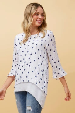 RUMI DOUBLE LAYER DOTTED TUNIC TOP -Femme Connection Sales 842fa8c8bb3d7fea932636596d82a76a