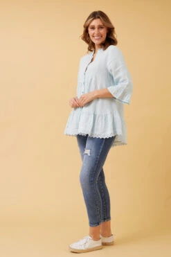 RINA BUTTON FRONT LINEN TOP -Femme Connection Sales 85048fa176befe8a1e0777bdb71aee09