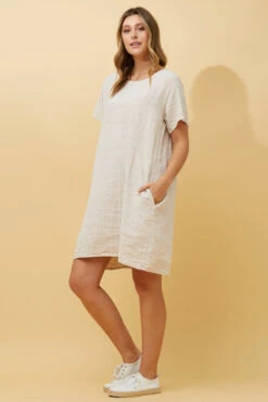 PRIANNA STRIPE LINEN SHORT DRESS -Femme Connection Sales 872207b532730e0556daae4f13b6ff60