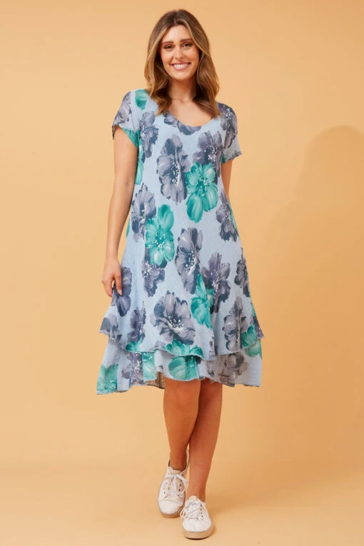 ELECTRA DOUBLE LAYER FLORAL DRESS -Femme Connection Sales 8777a6c5d515e9addd41eae9a8c8f135
