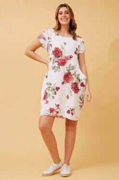 MESSINA FLORAL LINEN SHORT DRESS -Femme Connection Sales 8835d34f64cd713cfdfd6d9657b2dc19