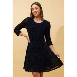 CAMILA FLOCKING PRINT LACE SHORT DRESS -Femme Connection Sales 894a1f929e09b71126cd35dd97acd6a1