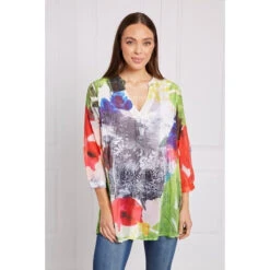 FLORAL PLEATED TUNIC TOP -Femme Connection Sales 8b48b733b27c03c628a727811c26bef5