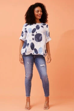 CARMELLA ABSTRACT PRINT LINEN TOP -Femme Connection Sales 8d7d28ce43369b675f58960882c6fe19