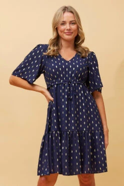 DIAMOND TEARDROP FOIL PRINT SHORT DRESS -Femme Connection Sales 8d8babf41bde30bf6eeee391b5b383ba