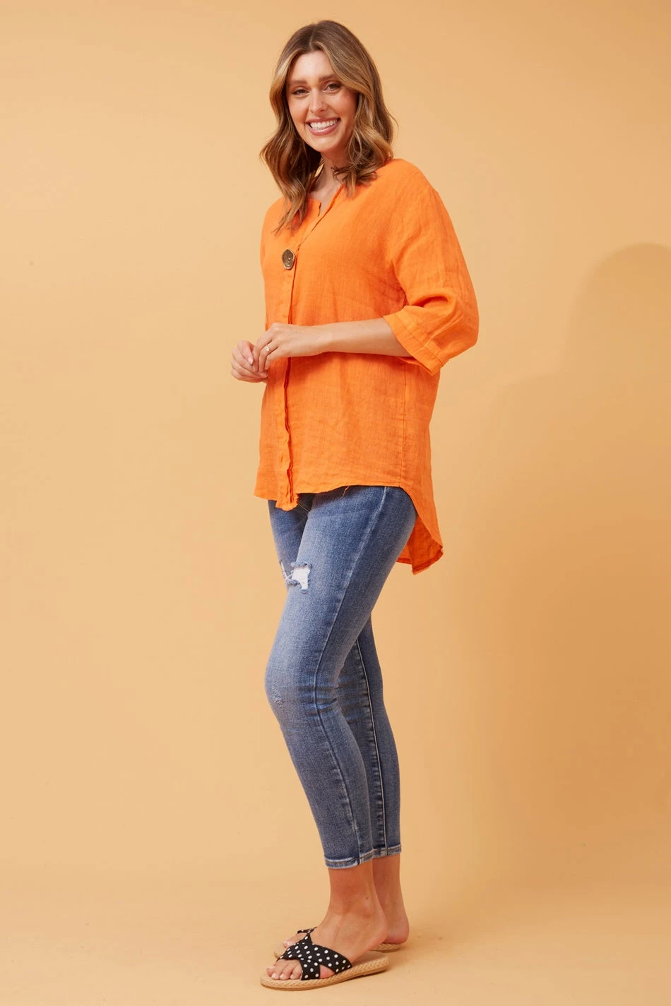 PALERMO BUTTON DETAIL LINEN TOP 18 PALERMO BUTTON DETAIL LINEN TOP - Image 16