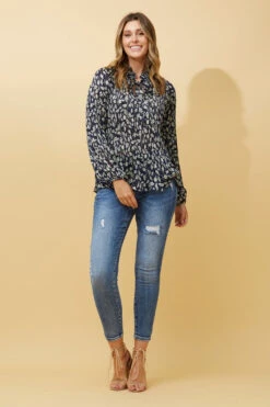 PETA MICRO PLEAT FLORAL BLOUSE -Femme Connection Sales 8efd794ab7647f4bab7410efb0e40888