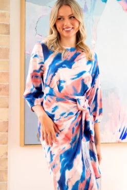JUANITA TIE DYE MIDI DRESS -Femme Connection Sales 8f6222db90dd68cc39c82d727b942545