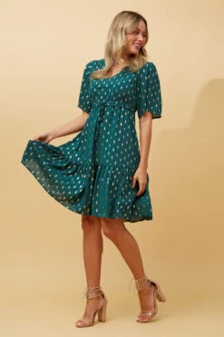 DIAMOND TEARDROP FOIL PRINT SHORT DRESS -Femme Connection Sales 8fe5516d936bdbab35bbcfd20987f91b