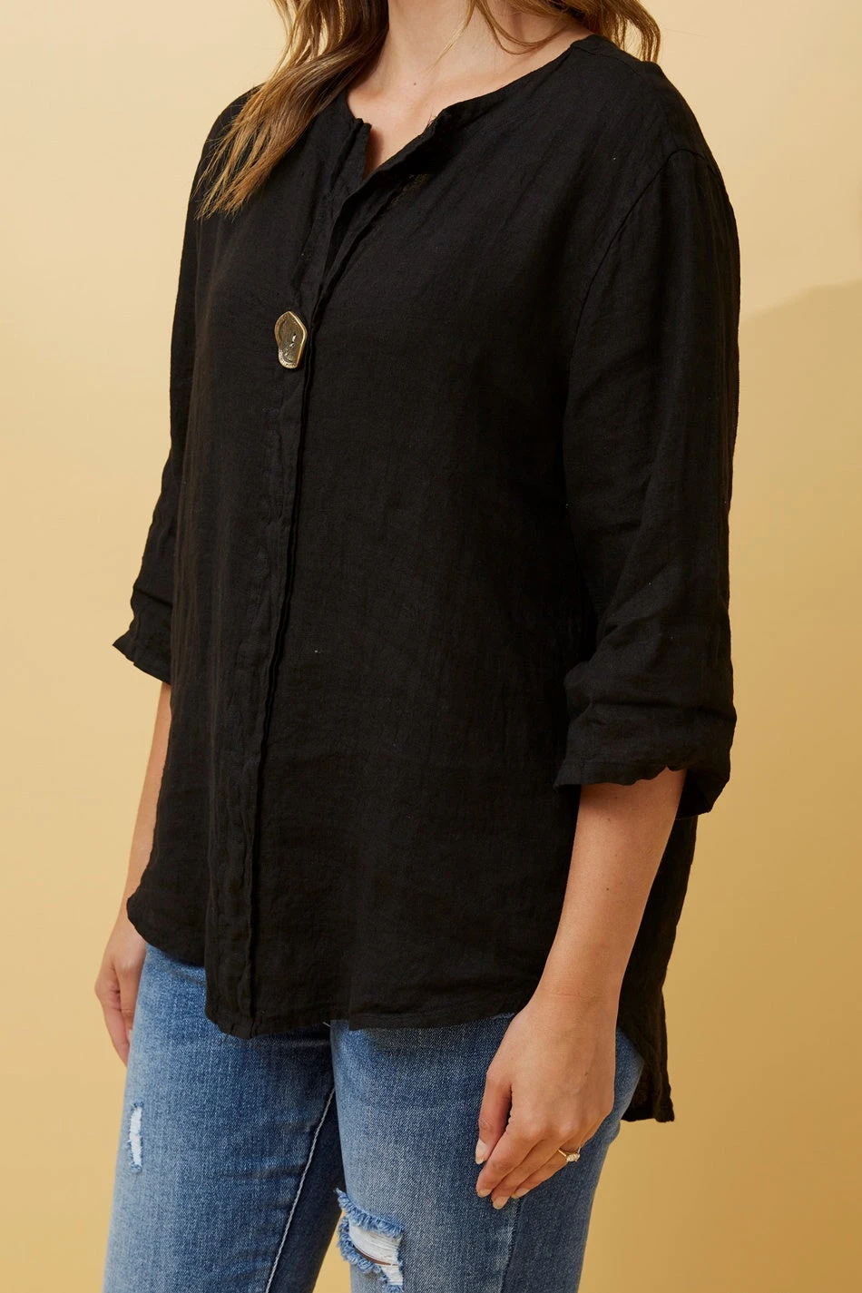 PALERMO BUTTON DETAIL LINEN TOP 15 PALERMO BUTTON DETAIL LINEN TOP - Image 13