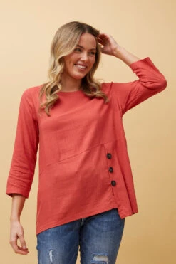 BUTTON DETAIL LINEN TOP -Femme Connection Sales 914a598a034a1c764604c2cb5b5692b8