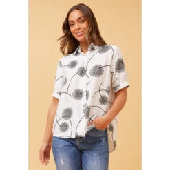 YELINA DANDELION PRINT SHIRT -Femme Connection Sales 9160def27084078ea69b49dfadb40225