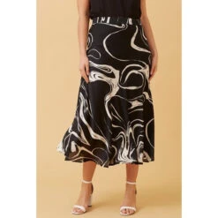 CYRUS ABSTRACT PRINT MIDI SKIRT -Femme Connection Sales 9166a799d2fd6c8c0b54619b1f592c01