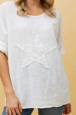 ZONYA SEQUIN STAR PATCH TOP -Femme Connection Sales 91c975d223709ba5b87c5c46929246be