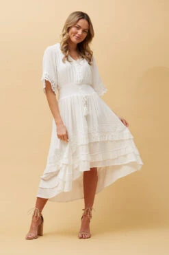BRIANNA LACE TRIM MIDI DRESS -Femme Connection Sales 92491b90a48af038fe0b9f09a5684d24