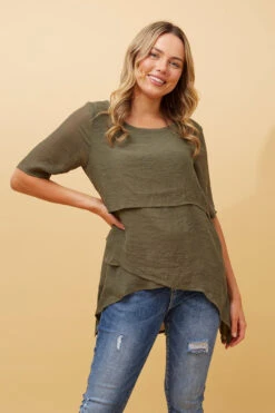 DOUBLE LAYERED ASYMMETRICAL HEM TOP -Femme Connection Sales 9301aa55f1968b1efc44452e9e60f6af