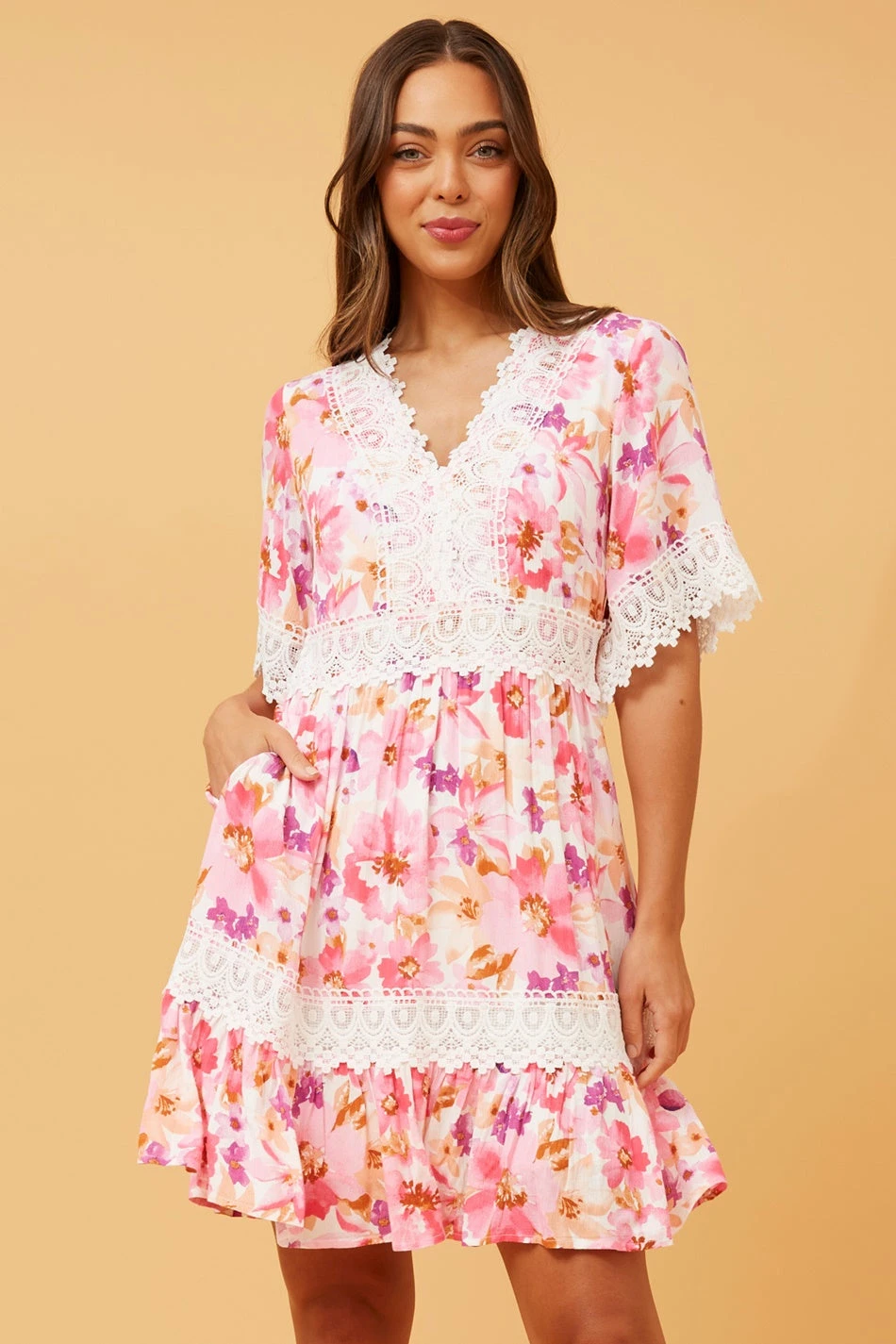 LAYLA LACE TRIM FLORAL DRESS 5 LAYLA LACE TRIM FLORAL DRESS - Image 3