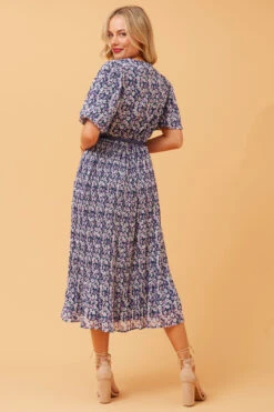 EDINA PLEATED FLORAL MIDI DRESS -Femme Connection Sales 94385f8e48e23d52489c860a9bb7c578