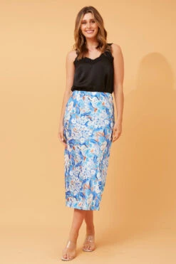 GLINDA SATIN PRINTED MIDI SKIRT -Femme Connection Sales 9463ddf73bed9b48b707f53f5a65d762