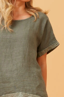 SOULA SEQUIN LINEN TOP -Femme Connection Sales 947bd60d53c463f3f2ab95fc3dfa8767