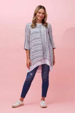 AISHA DOUBLE LAYERED PRINTED TOP