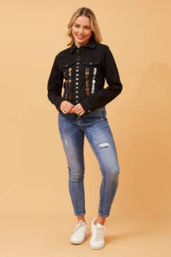 GERALDA FOIL PRINT DENIM JACKET -Femme Connection Sales 9a8b94dc2e6046fef84826932fe96013