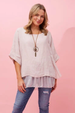 GIANA OVERSIZED DOUBLE LAYERED LINEN TOP -Femme Connection Sales 9bb7b7d0d956c9d2a9dc37ba610e294c