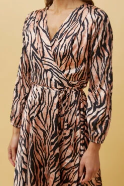 WILLOW ANIMAL STRIPE SATIN WRAP DRESS -Femme Connection Sales 9bec74007776036d2c0eb755c63787e6