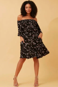 GRETA LEAF PRINT SHORT DRESS -Femme Connection Sales 9c29c0398490311ec552fdc635be4412
