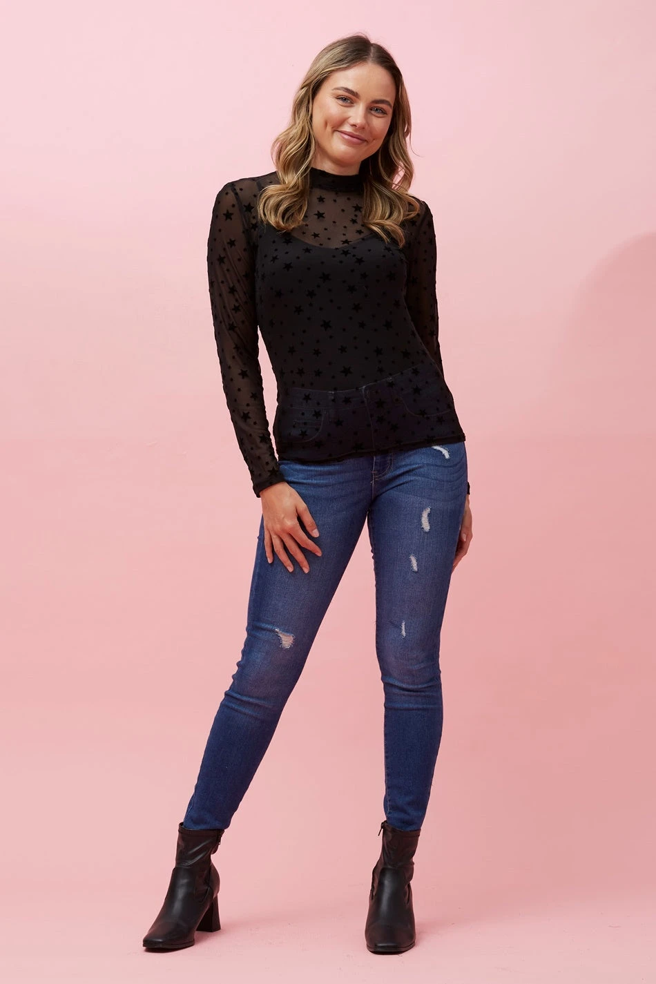 KAMALA STAR PRINT MESH TOP 4 KAMALA STAR PRINT MESH TOP - Image 2