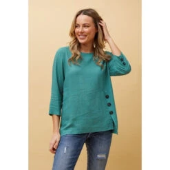 BUTTON DETAIL LINEN TOP -Femme Connection Sales 9c967f1702cc52347314e9c90165c0f1