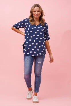 KENDRA POLKA DOT BUTTON DETAIL TOP -Femme Connection Sales 9fced345964dfe5b4aec6fc3c8c92dc2