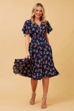 SANDY FLORAL SHORT DRESS -Femme Connection Sales a05c19c03a3a3cc4e36709ce404acc95