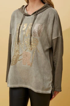 SONATA FOIL PRINT HOODED TOP -Femme Connection Sales a0f0ad02bd027ca5d955ec7c3e56abfa