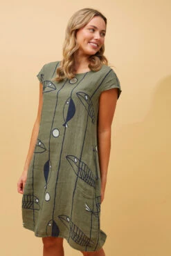 RIMINI TRIBAL PRINT LINEN DRESS -Femme Connection Sales a1406cc6db0adb73f59e2b1128eddba4