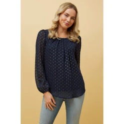 PHYLLIS GOLD FOIL POLKA DOT TOP -Femme Connection Sales a2d018a78dc8bd9676f41bc30aa1f697