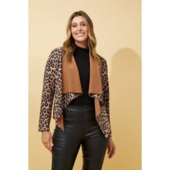 LENI LEOPARD PRINT WATERFALL CARDIGAN -Femme Connection Sales a2fdae97480a00ad1c13a61eb39b7411