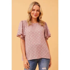 CANDICE GOLD FOIL PRINT TOP -Femme Connection Sales a42021c3ce63587bcc20025cf7d71ae2