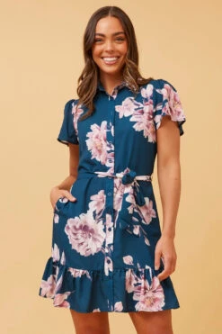 OLIVE FLORAL SHIRT DRESS -Femme Connection Sales a42dff43ed01830f93d399a9c17f0dd4