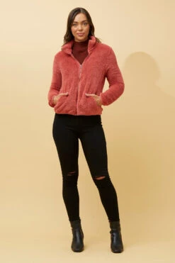 LYN ZIP FRONT FAUX FUR JACKET -Femme Connection Sales a430b94038f8c9121847c9e568366637