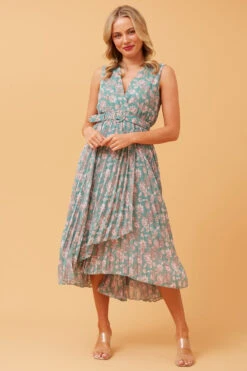 REBA SLEEVELESS FLORAL PLEATED DRESS 12 REBA SLEEVELESS FLORAL PLEATED DRESS -Femme Connection Sales a596c6dc5be021e1cefe7d8efe423f87